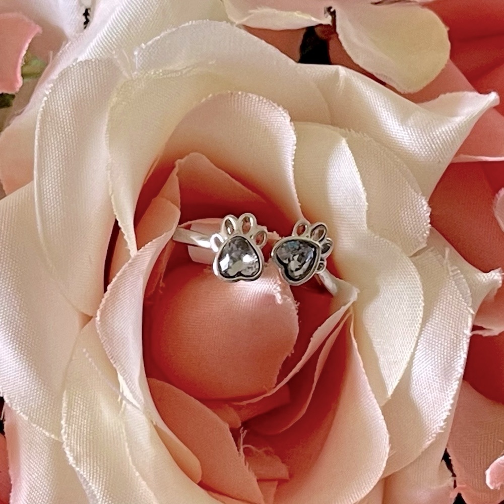 Silver Paw Heart Ring